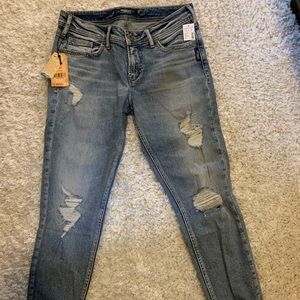 Silver cropped women’s jeans
